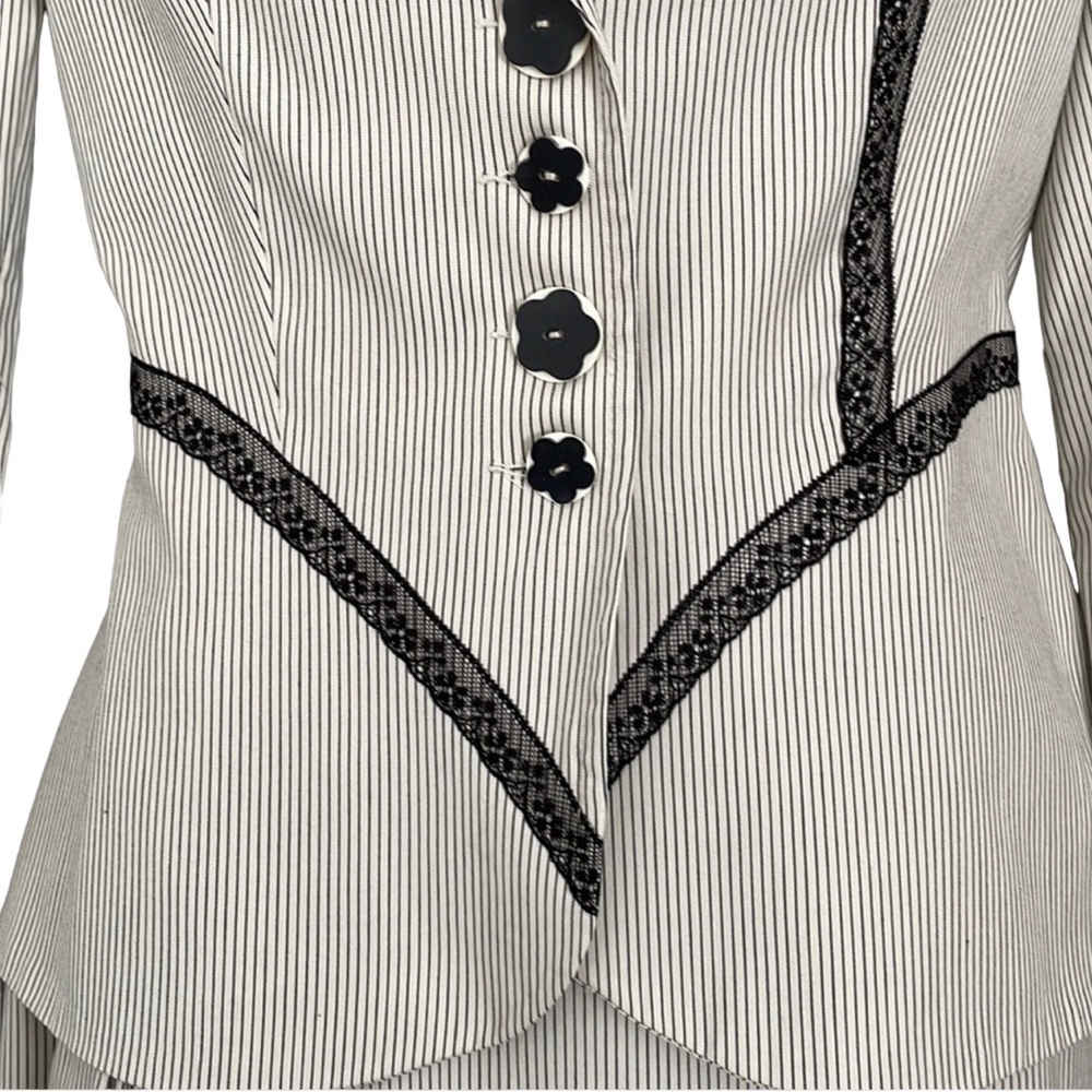 CARA LOTTI vintage jacket and skirt - black and cream, size S, VGC - Picture 3 of 16